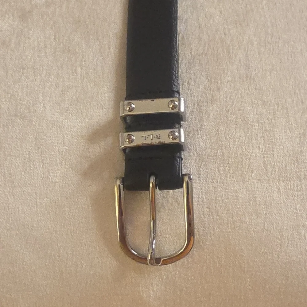 Lauren Ralph Lauren Full Grain Leather Black Belt with Silver Hook Buckle M